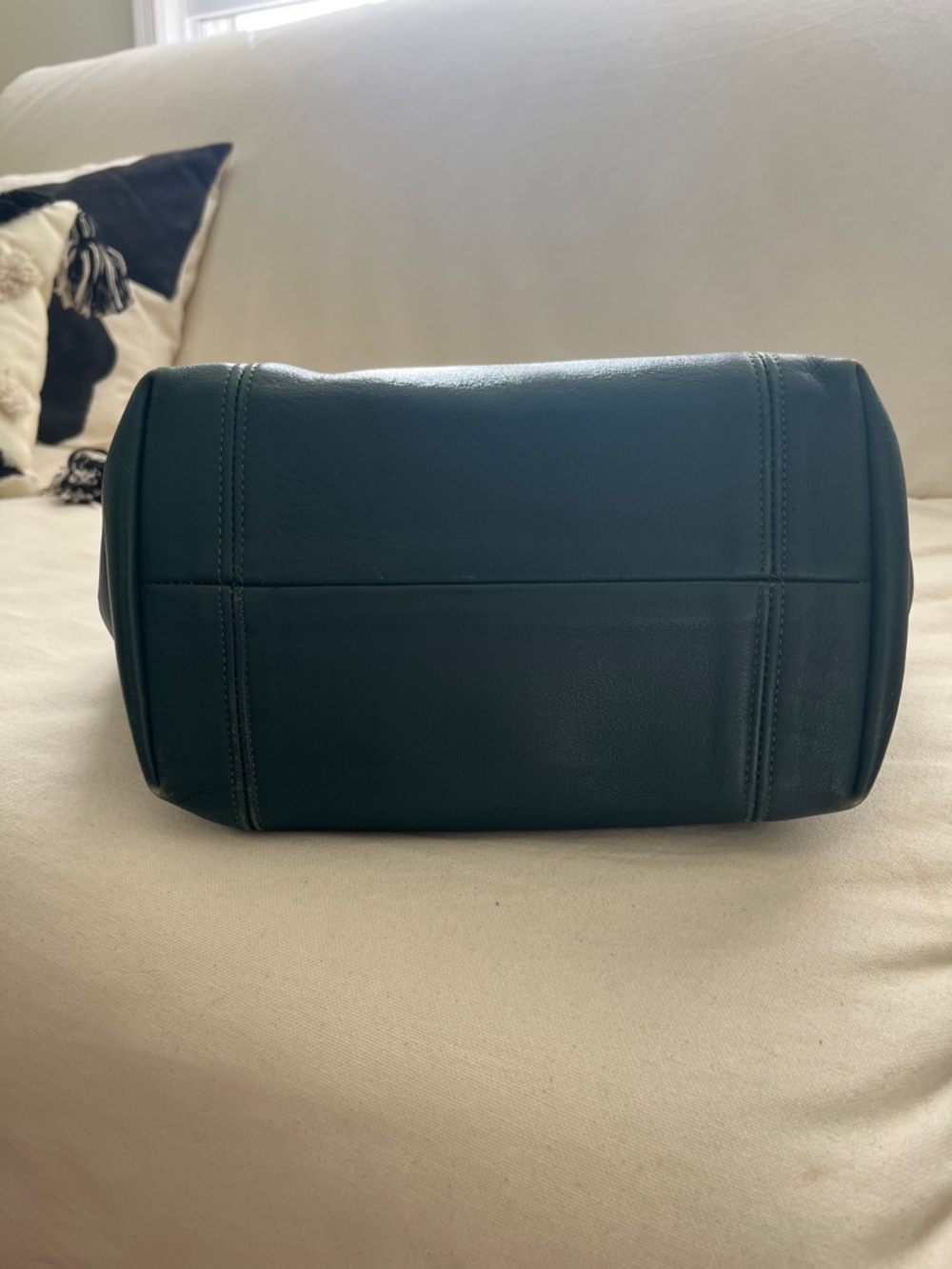 Vintage Coach Dark Green Leather Satchel with Gold-Tone Buckles - Picture 3 of 7